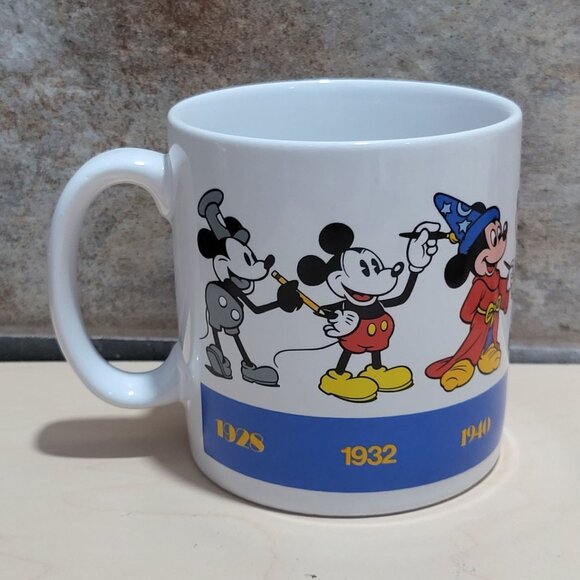 Vintage Mickey Mouse Coffee Mug Applause Mickey Mouse Through The Ages 1928-1990 - Picture 1 of 9